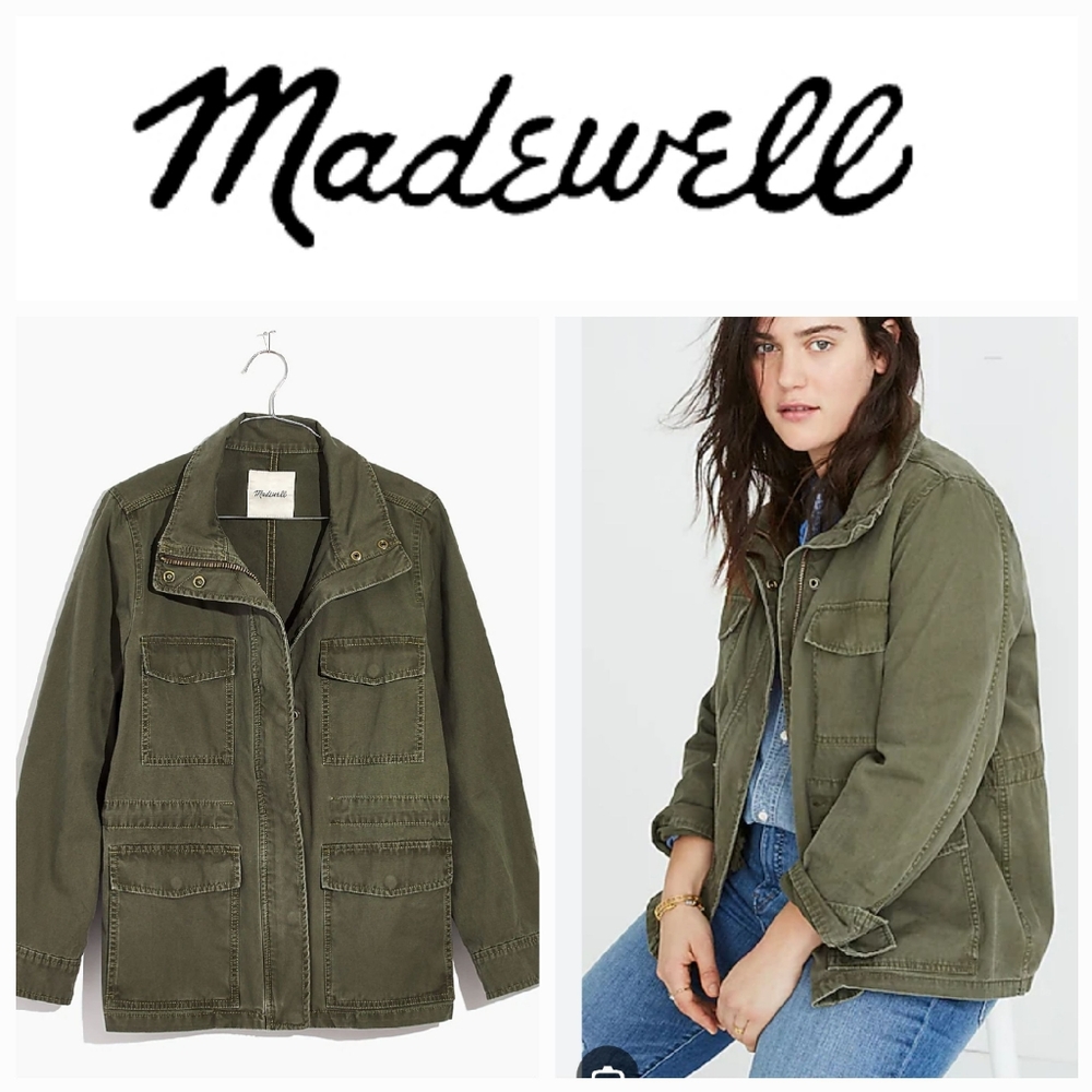 Madwell Surplus Jacket Womens Full Zip Snap Button Drawstring Waist Size SMALL